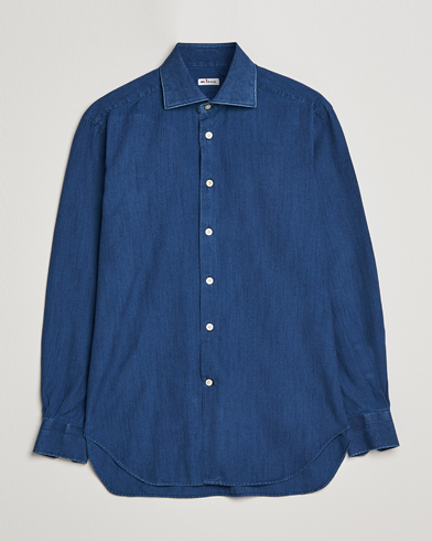 Herre | Jeansskjorter | Kiton | Denim Sport Shirt Indigo Blue