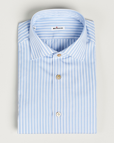 Herre | Businesskjorter | Kiton | Slim Fit Striped Dress Shirt Light Blue