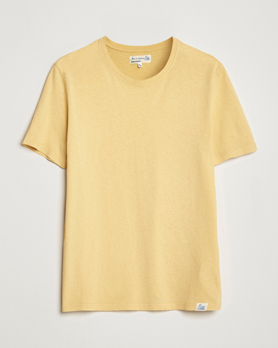 Herre | Merz b. Schwanen | Merz b. Schwanen | Organic Cotton Washed Crew Neck T-Shirt Yellow