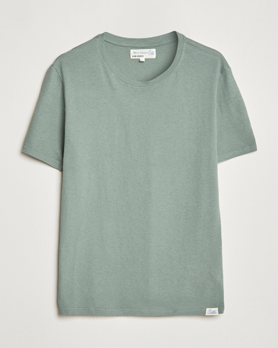 Herre |  | Merz b. Schwanen | Organic Cotton Washed Crew Neck T-Shirt Green Stone