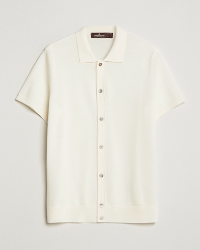 Herre | Kortermet piké | Morris Heritage | Alberto Knitted Short Sleeve Knitted Shirt Off White