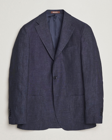 Herre | Linblazer | Morris Heritage | Mike Patch Pocket Linen Suit Blazer Navy