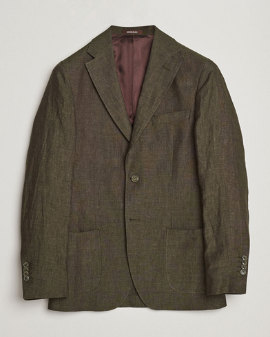 Herre | Linblazer | Morris Heritage | Mike Patch Pocket Linen Suit Blazer Olive