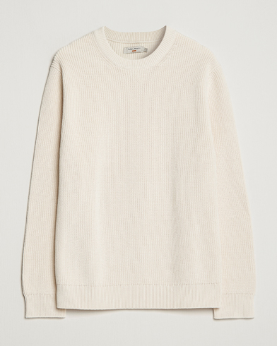 Herre |  | Nudie Jeans | August Cotton Rib Knitted Sweater Chalk White