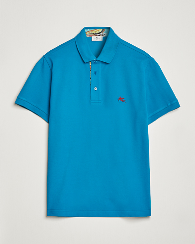 Herre |  | Etro | Short Sleeve Contrast Paisley Polo Azzurro