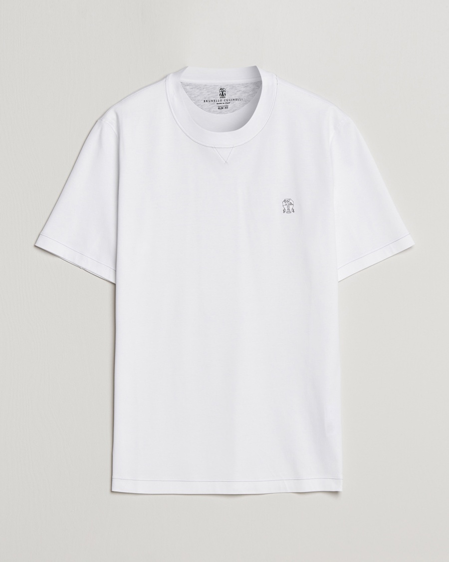 Herre | | Brunello Cucinelli | Short Sleeve Logo T-shirt White