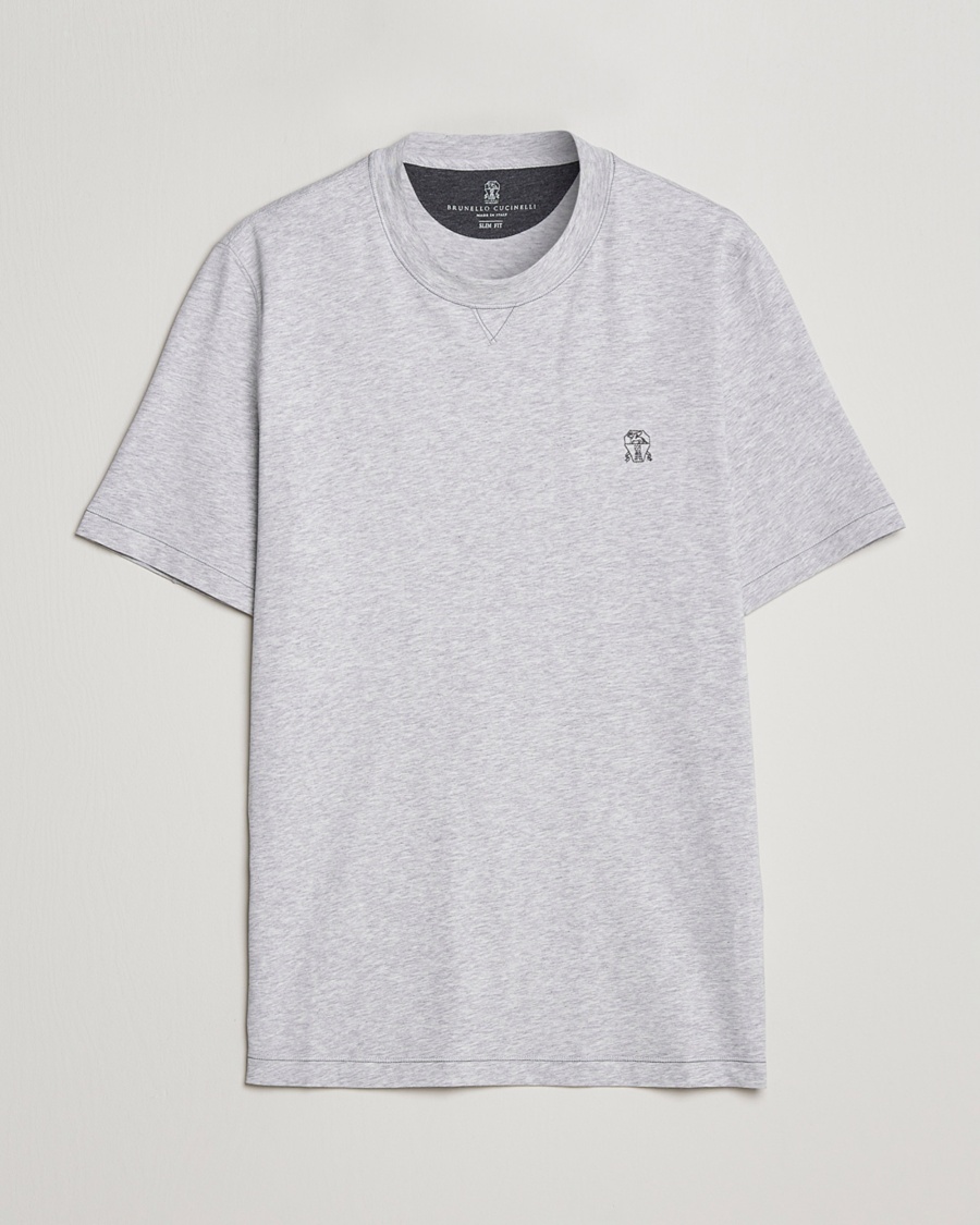 Herre | | Brunello Cucinelli | Short Sleeve Logo T-shirt Light Grey