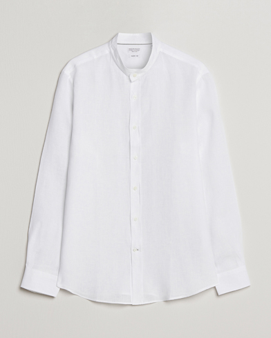 Herre | Quiet Luxury | Brunello Cucinelli | Linen Guru Collar Shirt White