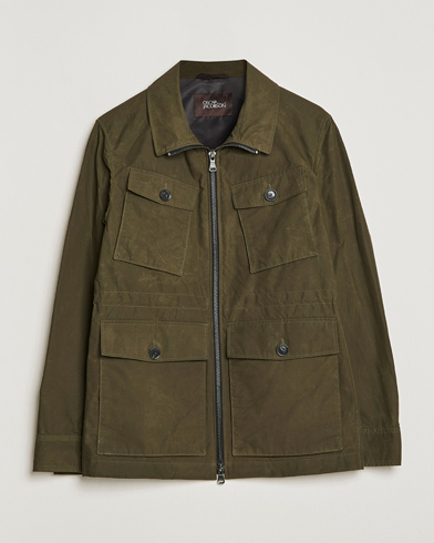 Herre | Dressede jakker | Oscar Jacobson | Balder Waxed Field Jacket Dark Green