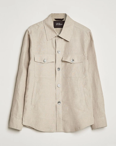 Herre | Skjortejakke | Oscar Jacobson | Maverick Linen Shirt Jacket Beige