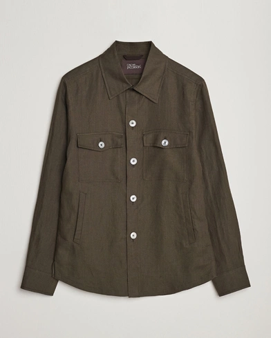 Herre |  | Oscar Jacobson | Maverick Linen Shirt Jacket Dark Green
