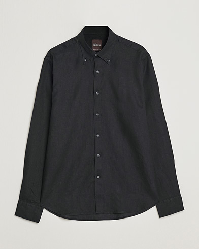 Herre | Linskjorter | Oscar Jacobson | Regular Fit Button Down Linen Shirt Black