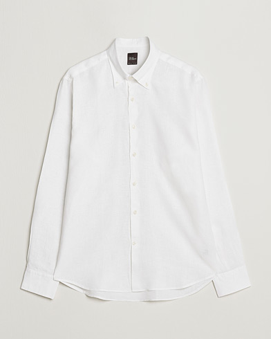 Herre | Linskjorter | Oscar Jacobson | Regular Fit Button Down Linen Shirt White