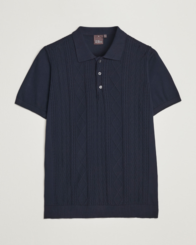 Herre |  | Oscar Jacobson | Bard Short Sleeve Structured Cotton Polo Navy
