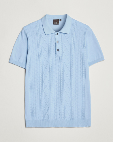 Herre |  | Oscar Jacobson | Bard Short Sleeve Structured Cotton Polo Light Blue