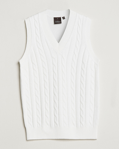 Herre | Slipovers | Oscar Jacobson | Lucas Cable Knitted Vest White