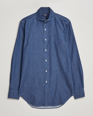 Herre | Klær | Kamakura Shirts | Slim Fit Denim Shirt Dark Indigo