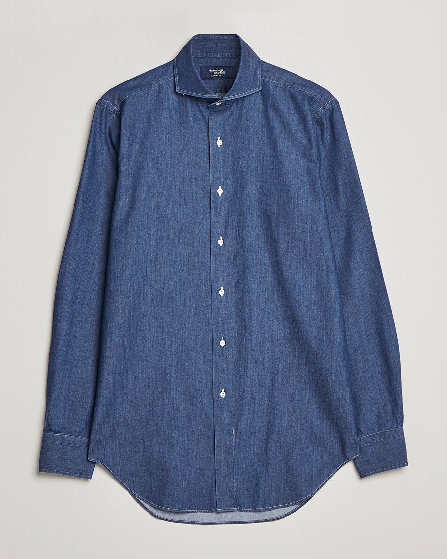 Kamakura Shirts Slim Fit Denim Shirt Dark Indigo – Blå