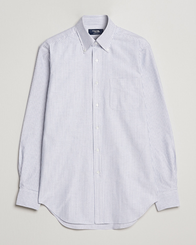 Kamakura Shirts Slim Fit Striped Oxford BD Shirt Light Blue