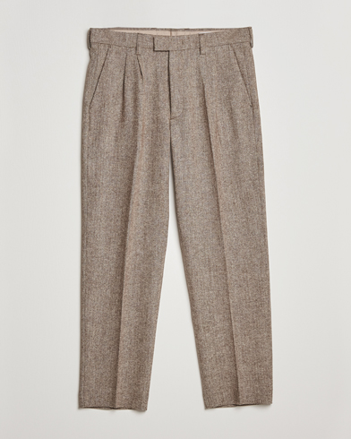 Herre | NN07 | NN07 | Fritz Wool Pleated Trousers Brown Melange