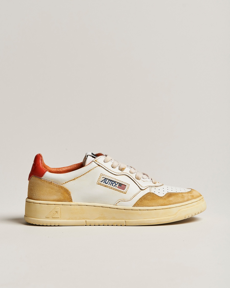 Herre | | Autry | Super Vintage Low Leather/Suede Sneaker Leat White/Orange