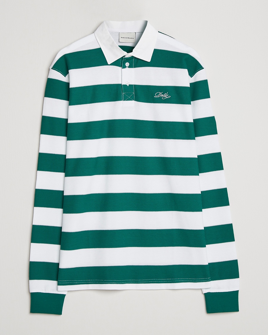 Herre | | Drôle de Monsieur | Le Polo Striped Rugby Shirt White/Green