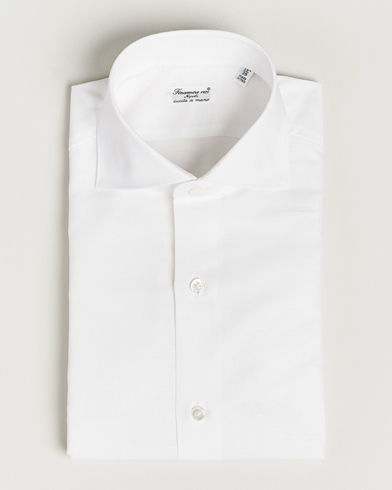 Herre |  | Finamore Napoli | Milano Slim Linen Dress Shirt White