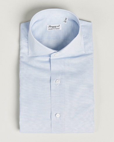 Herre |  | Finamore Napoli | Milano Slim Linen Dress Shirt Light Blue