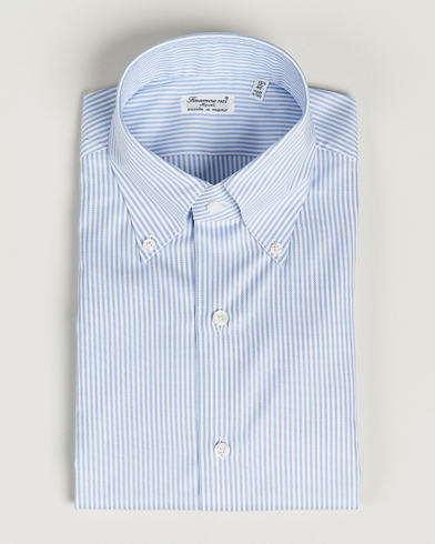 Herre | Businesskjorter | Finamore Napoli | Milano Slim Oxford Button Down Shirt Blue Stripe