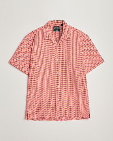 Herre | Kortermede skjorter | Gitman Vintage | Summer Ready Jacquard Camp Shirt Rosa