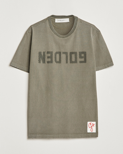 Herre |  | Golden Goose Deluxe Brand | Dyed Jersey Logo T-Shirt Dusty Olive
