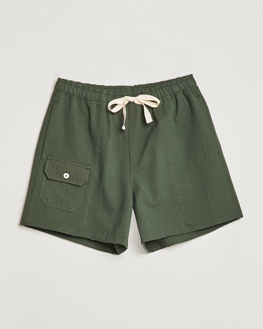 Herre | Howlin' | Howlin' | Cotton Seersucker Shorts Greenish