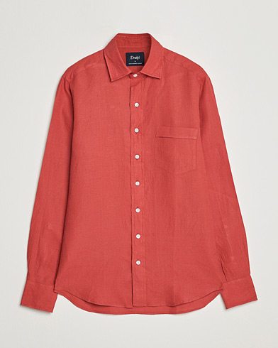 Herre |  | Drake's | Linen Summer Shirt Red