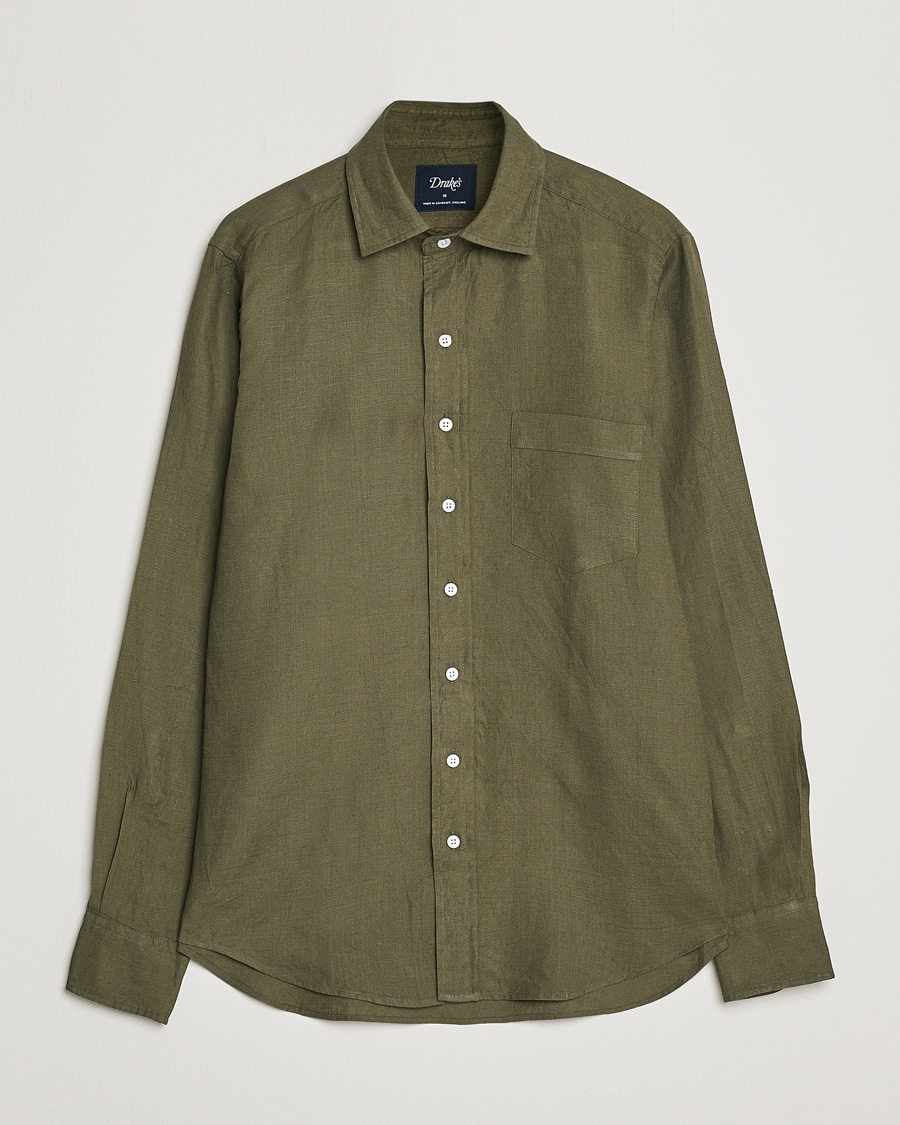 Drake's Linen Summer Shirt Green – Grønn