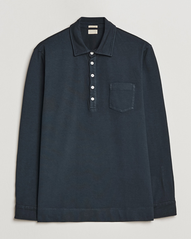 Herre |  | Massimo Alba | Ischia Long Sleeve Cotton Polo Washed Black