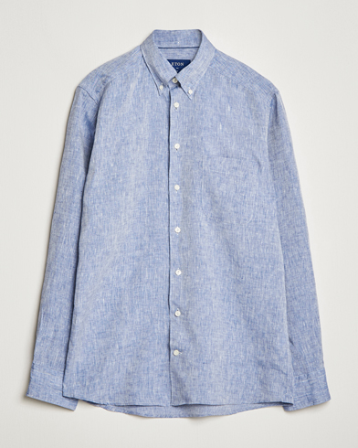 Herre | Linskjorter | Eton | Slim Fit Linen Shirt Mid Blue
