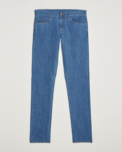 Herre |  | Canali | Slim Fit Soft Denim Jeans Blue Wash