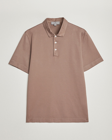 Herre | Quiet Luxury | Canali | Short Sleeve Polo Pique Taupe