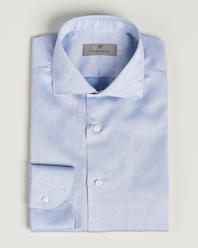 Herre | Quiet Luxury | Canali | Slim Fit Linen Shirt Light Blue