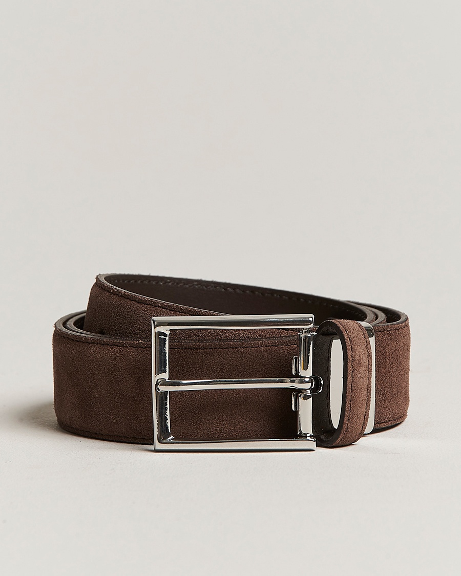 Herre | | Canali | Classic Belt Dark Brown Suede