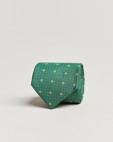 Herre |  | Canali | Printed Flower Silk Tie Green