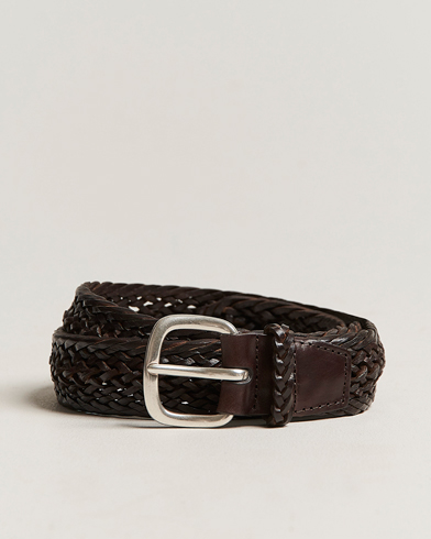 Herre |  | Orciani | Braided Leather Belt 3,5 cm Dark Brown