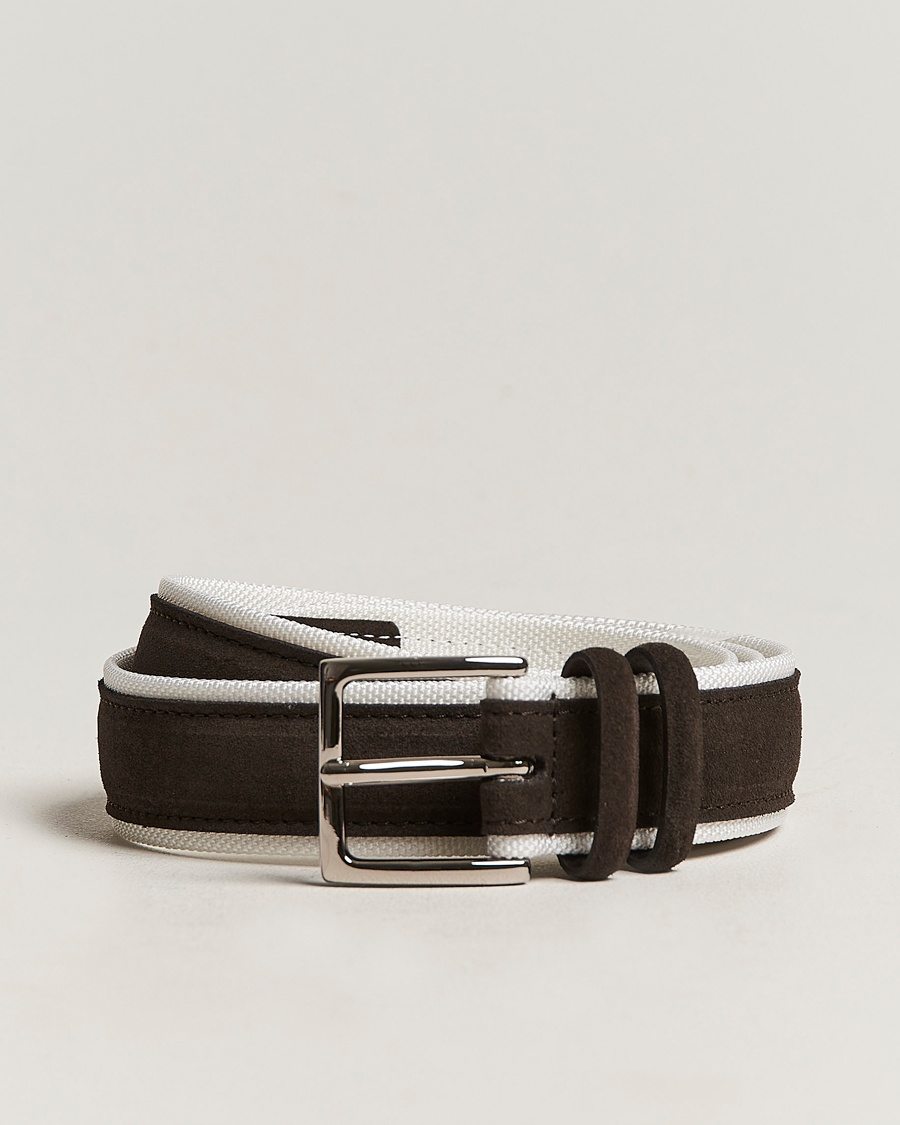 Herre | | Orciani | Amalfi Suede/Canvas Belt Dark Brown