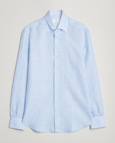 Herre | Plagg i lin | Mazzarelli | Soft Linen Button Down Shirt Light Blue