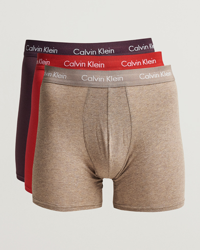 Herre | Trunks | Calvin Klein | Cotton Stretch 3-Pack Boxer Breif Plum/Red/Beige