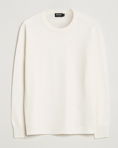 Herre |  | Zegna | Oasi Cashmere/Linen Crew Neck Sweater Off White