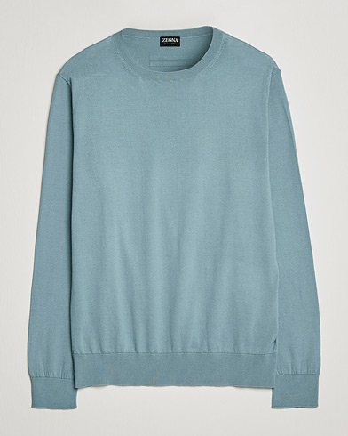Herre |  | Zegna | Premium Cotton Crew Neck Sweater Teal