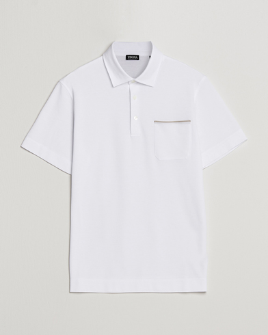 Herre |  | Zegna | Short Sleeve Pocket Polo White