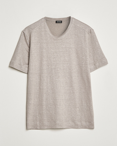 Herre |  | Zegna | Pure Linen T-Shirt Taupe