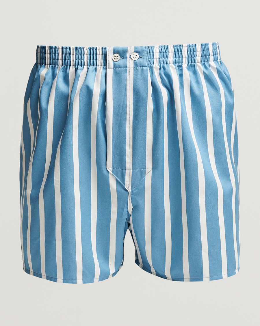 Herre | | Derek Rose | Classic Fit Striped Cotton Boxer Shorts Blue/White